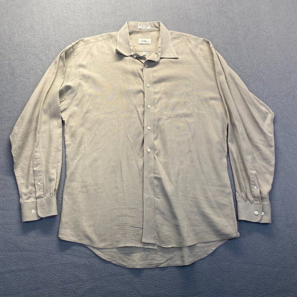 Louis Roth Mens Button Up Shirt Sz 18 36/37  Long Sleeve,Cotton Solid,Pocket‎